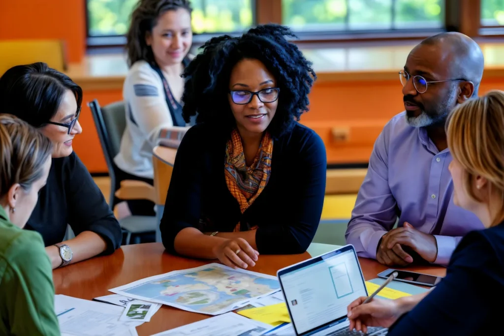 equipe da escola se organizando para o ano letivo